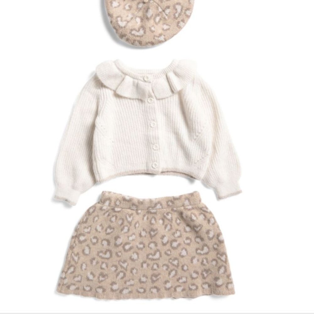 NWT HAPPILY GREY Infant Girls 3 piece Sweater and Skirt Set with Beret